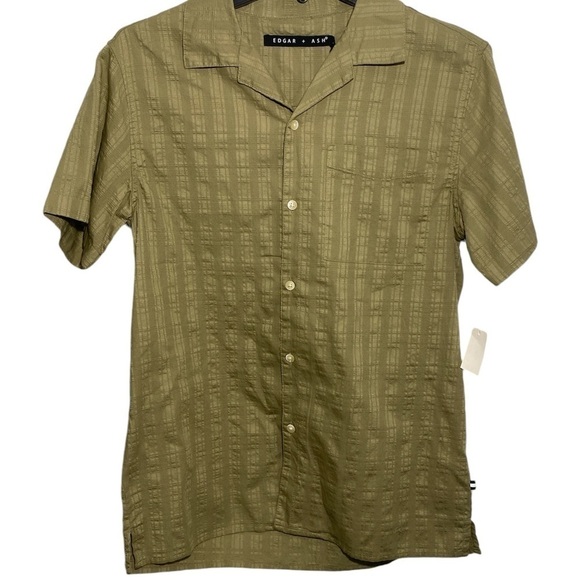 Edgar + Ash Shirt Men's Olive Green Size S Button Down Short Sleeve Textured NWT - Picture 1 of 16